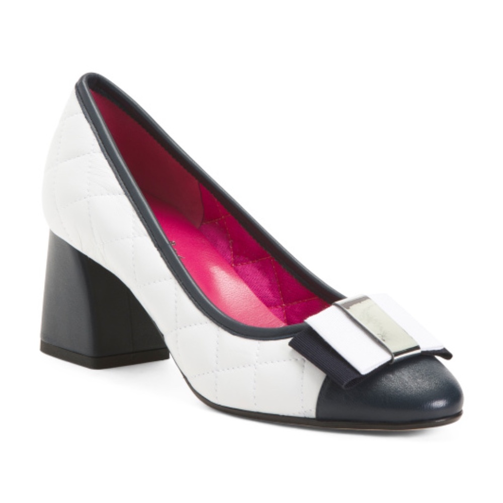 Made In Italy Leather Cap Toe Block Heels by FERCA 81